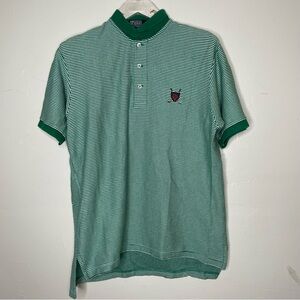 POLO RALPH LAUREN GREEN & WHITE STRIPED COLLARED SHIRT SZ L